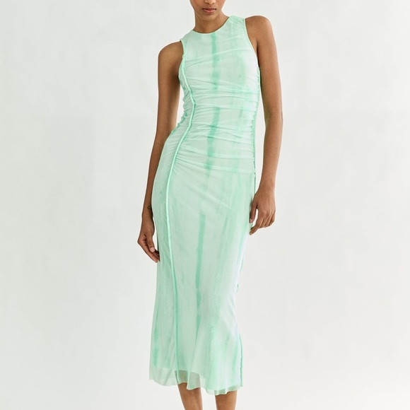 Zara PRINTED TULLE MIDI DRESS - Picture 1 of 5
